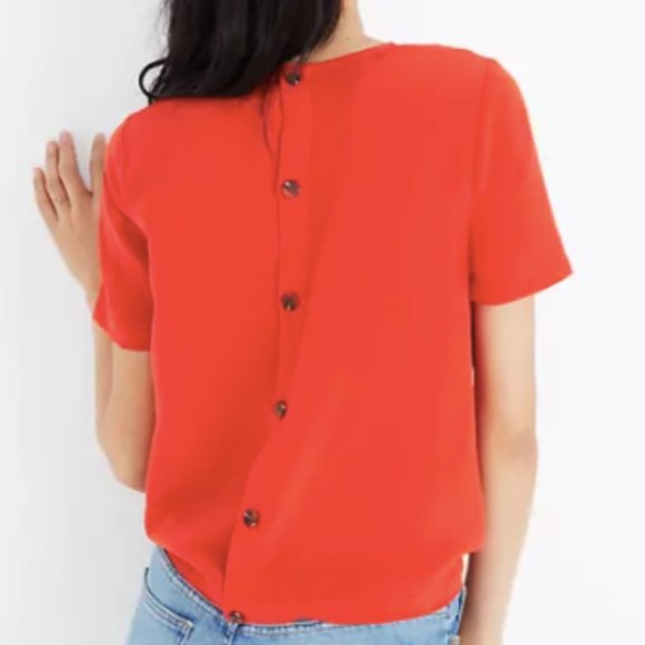 CLOSET CLEAROUT $10 | Madewell Silk Button-Back Tie Tee | Size xs - Picture 7 of 7